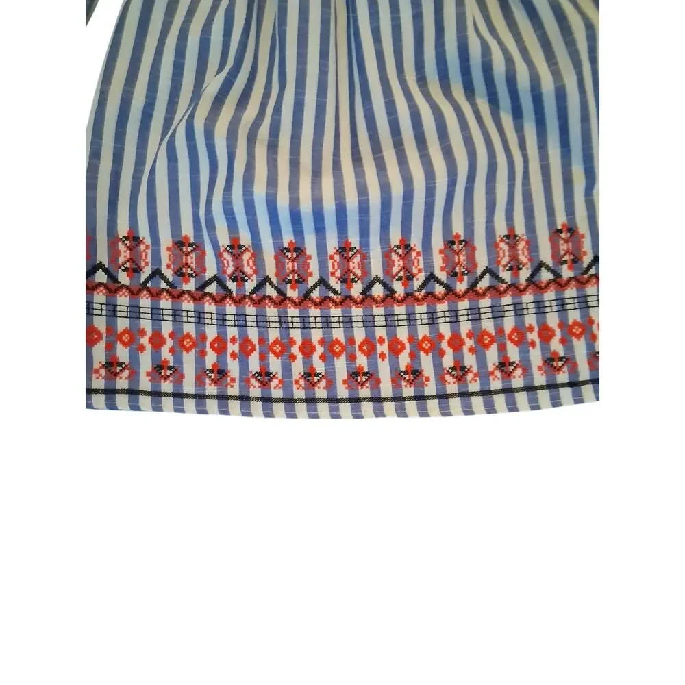 Braeve Coastal Boho Embroidered Cotton Mini Dress Bell Sleeve M - Picture 5 of 9